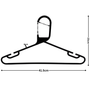 Black Heavy Duty 41.5cm Plastic Hangers with Trouser Bar and Shoulder Notches, dimension guide on a white background