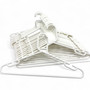 White Heavy Duty 41.5cm Plastic Hangers with Trouser Bar and Shoulder Notches, close product view on a white background, tight, centred square layout