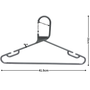 Silver Grey Heavy Duty 41.5cm Plastic Hangers with Trouser Bar and Shoulder Notches, dimension guide on a white background