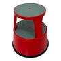 Durable Red Steel Kick Step Stool Non-Slip Portable for Home Office Warehouse, full-height product view on a white background, balanced, centred square layout
