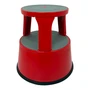 Durable Red Steel Kick Step Stool Non-Slip Portable for Home Office Warehouse, full-height product view on a white background