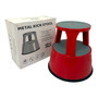 Durable Red Steel Kick Step Stool Non-Slip Portable for Home Office Warehouse, product shown on a white background, balanced, centred square layout