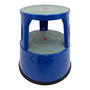 Durable Blue Steel Kick Step Stool Non-Slip Portable for Home Office Warehouse