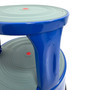 Durable Blue Steel Kick Step Stool Non-Slip Portable for Home Office Warehouse, product shown against a coloured background, standard product photograph