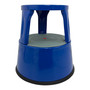 Durable Blue Steel Kick Step Stool Non-Slip Portable for Home Office Warehouse, full-height product view on a white background, evenly lit product image