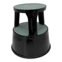 Durable Black Steel Kick Step Stool Non-Slip Portable for Home Office Warehouse, full-height product view on a white background, full-height product photograph