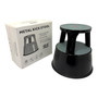 Durable Black Steel Kick Step Stool Non-Slip Portable for Home Office Warehouse