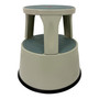 Durable Grey Steel Kick Step Stool Non-Slip Portable for Home Office Warehouse, full-height product view on a white background, gallery image 11 of 12