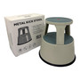 Durable Grey Steel Kick Step Stool Non-Slip Portable for Home Office Warehouse