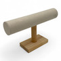 Wooden Cream T-Bar Watch Jewellery Display Stand Holder Organizer for bracelet, close product view on a white background