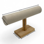 Wooden Cream T-Bar Watch Jewellery Display Stand Holder Organizer for bracelet, dimension guide on a white background