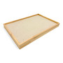 Jewelry Drawer Organizer 100-Grid Beige Bamboo Velvet Insert 35×24×3cm, product shown on a white background