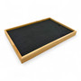 Jewelry Drawer Organizer 100-Grid Grey Bamboo Velvet Insert 35×24×3cm, product shown on a white background