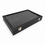 Black Leatherette Glass-Lid Jewelry Box for Chains and Bracelets Storage