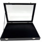 Black Leatherette Glass-Lid Jewelry Box for Chains and Bracelets Storage