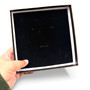 Gold Square Necklace Pendant Display Gift Box with Black Velvet Insert, balanced, centred square layout