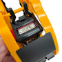 Yellow MX-2612 Price Marking Gun with 8-Track Head & Spare Ink Roller, printed product shown against a coloured background, balanced, centred square layout