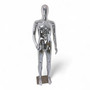 Male Faceless Glossy Chrome Display Egg Head Mannequin, full-height product view on a white background, balanced, centred square layout