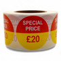 Roll of 500 Special Price Self-Adhesive Stickers – 40mm Retail Labels £1-£60