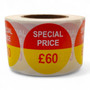 Roll of 500 Special Price Self-Adhesive Stickers – 40mm Retail Labels £1-£60
