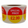 Roll of 500 Special Price Self-Adhesive Stickers–40mm Retail Labels £1.25-£14.99