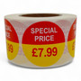 Roll of 500 Special Price Self-Adhesive Stickers–40mm Retail Labels £1.25-£14.99