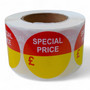 Roll of 500 Special Price Was Now/Blank Self-Adhesive Stickers, close product view on a white background, tight, centred square layout