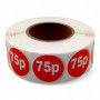 Roll of 1000 Red Price Stickers, printed product shown on a white background, standard product photograph