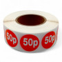 Roll of 1000 Red Price Stickers – 25mm Self-Adhesive Retail Labels 49p–99p