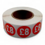 Roll of 1000 Red Price Stickers – 25mm Self-Adhesive Retail Labels £1–£30