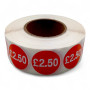 Roll of 1000 Red Price Stickers – 25mm Self-Adhesive Retail Labels £1.25–£14.99