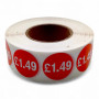 Roll of 1000 Red Price Stickers – 25mm Self-Adhesive Retail Labels £1.25–£14.99