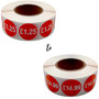 Roll of 1000 Red Price Stickers – 25mm Self-Adhesive Retail Labels £1.25–£14.99