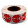 Roll of 1000 Red Price Stickers – 25mm Self-Adhesive Retail Labels £1.25–£14.99