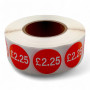 Roll of 1000 Red Price Stickers – 25mm Self-Adhesive Retail Labels £1.25–£14.99