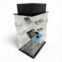 Large Clear Acrylic Rotating Display Cabinet with Lock, product shown on a white background, balanced, centred square layout