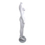 Fiberglass Headless Female Mannequin Glossy White with Glass Stand, full-height product view on a white background, gallery image 12 of 16