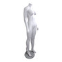 Fiberglass Headless Female Mannequin Glossy White with Glass Stand, full-height product view on a white background, gallery image 8 of 16