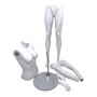 Fiberglass Headless Female Mannequin Glossy White with Glass Stand, product shown on a white background