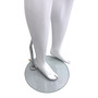 Fiberglass Headless Female Mannequin Glossy White with Glass Stand, full-height product view on a white background, gallery image 11 of 16