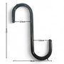 Pack of 10 Black PVC Coated Heavy Duty S Hooks, close product view on a white background