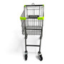 60L Grey Supermarket Wire Shopping Trolley with Child Seat & Swivel Castors, product shown on a white background, balanced, centred square layout