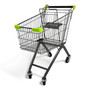 100L Grey Supermarket Wire Shopping Trolley with Child Seat & Swivel Castors, product shown on a white background, brightly lit product image