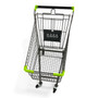 100L Grey Supermarket Wire Shopping Trolley with Child Seat & Swivel Castors, product shown on a white background, full-height product photograph