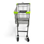 100L Grey Supermarket Wire Shopping Trolley with Child Seat & Swivel Castors, product shown on a white background