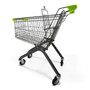 100L Grey Supermarket Wire Shopping Trolley with Child Seat & Swivel Castors, product shown on a white background, standard product photograph