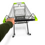 100L Grey Supermarket Wire Shopping Trolley with Child Seat & Swivel Castors, close product view against a light background