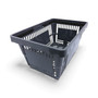 22L Dark Grey Plastic Shopping Basket–HDPE,Foldable Handles,Stackable Retail Use