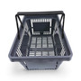 22L Dark Grey Plastic Shopping Basket–HDPE,Foldable Handles,Stackable Retail Use