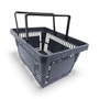 22L Dark Grey Plastic Shopping Basket–HDPE,Foldable Handles,Stackable Retail Use
